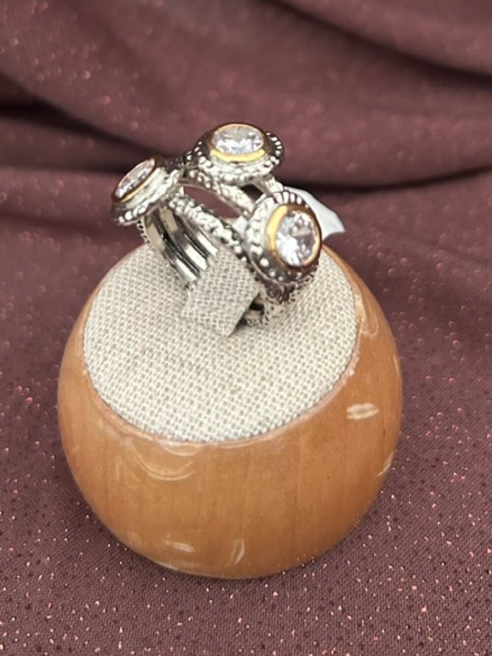 Two Tone White CZ's ring Size 8